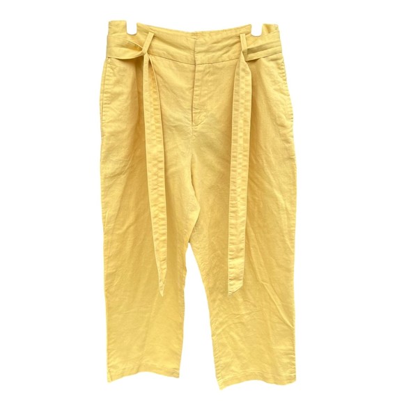 Zara Pants - ZARA Yellow Linen Blend Wideleg Trousers Pants Women’s Size Medium